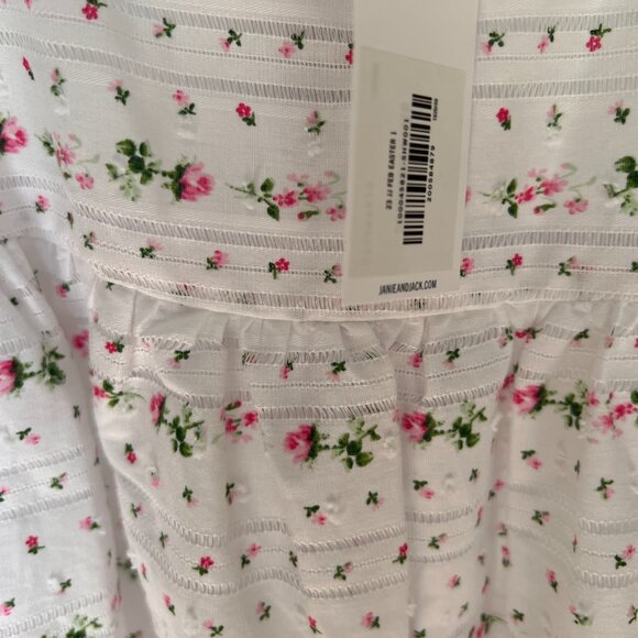 Janie and Jack White & Pink Mini Floral Puff Sleeve Blouse - NWT - Picture 4 of 8
